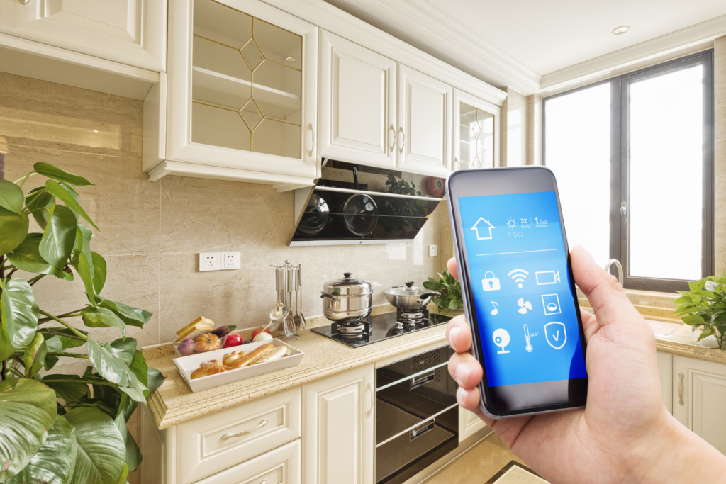 thermostat smartphone app in kitchen